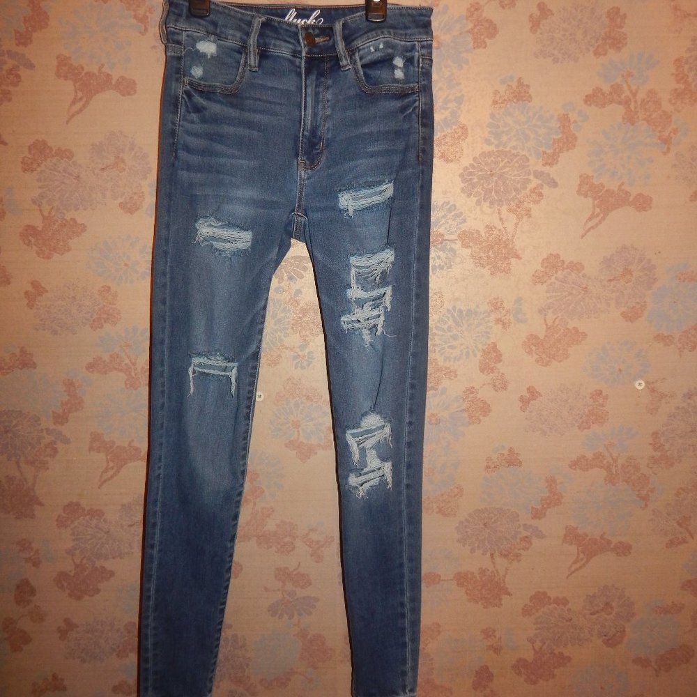 women's midrise ofluck distressed skinny jeans